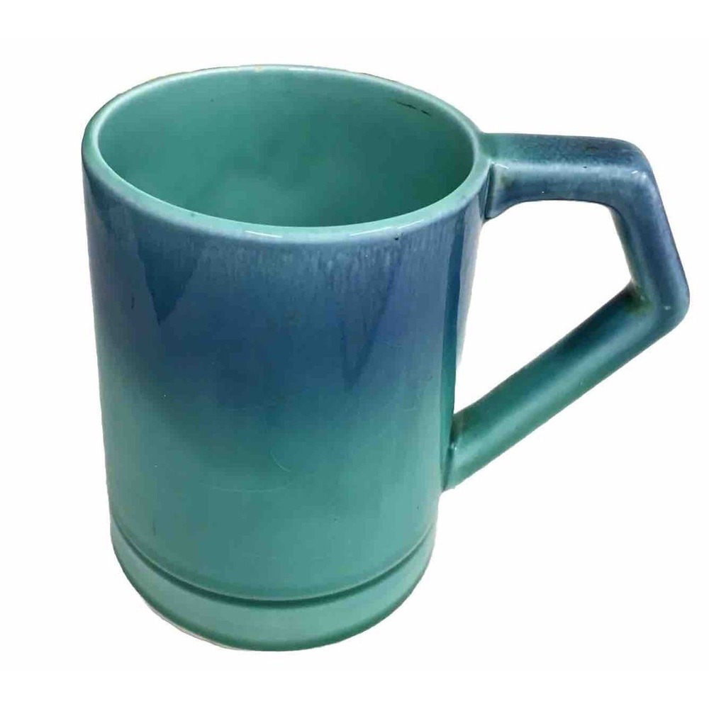 Holt Howard HANDMADE STUDIO ART POTTERY COFFEE MUG  1962 Read Descr Green Blue